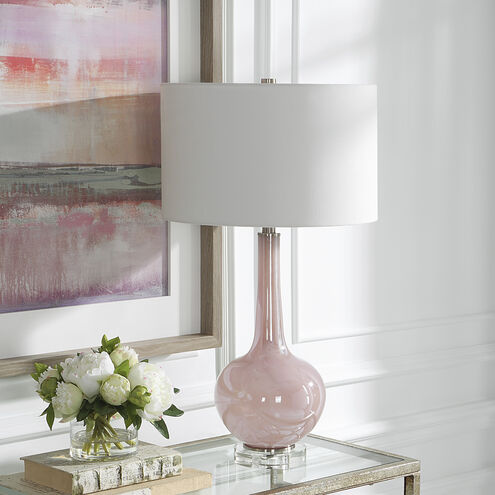 Uttermost 30144 Rosa 29 inch 150.00 watt Blush Pink Glass with Brushed  Nickel and Crystal Table Lamp Portable Light
