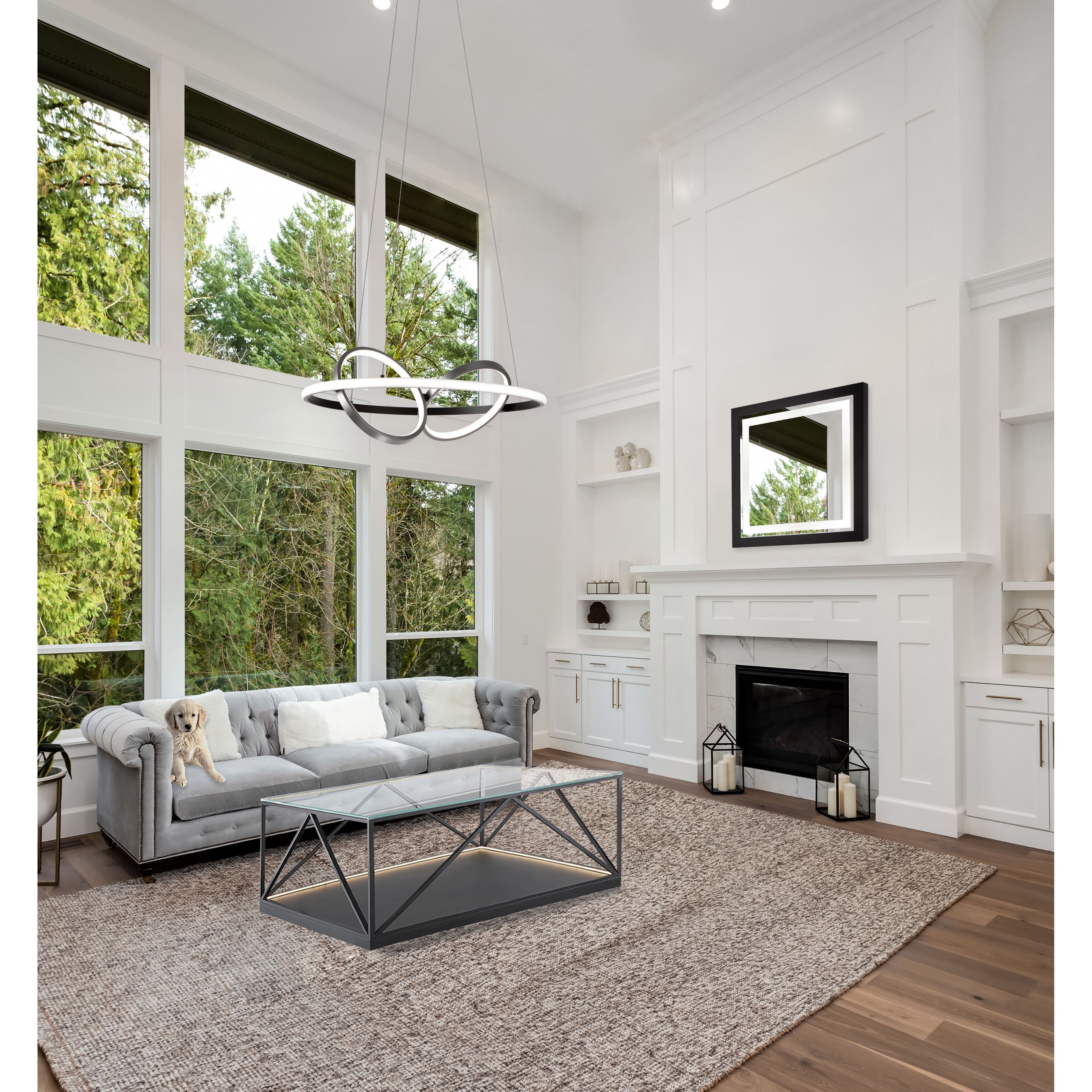 Gemini LED 23.3 inch Black and Nickel Pendant Ceiling Light