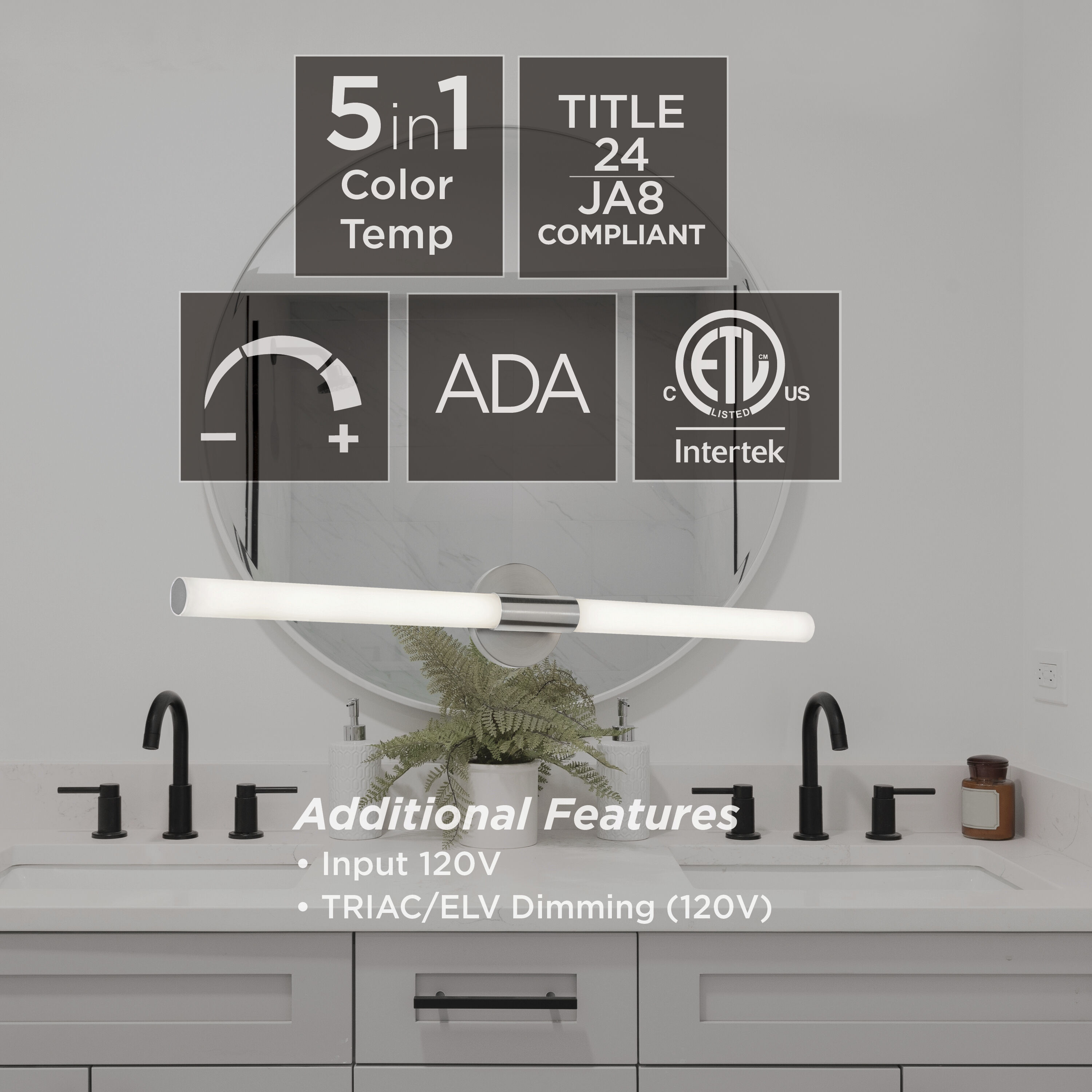 Dion LED 36 inch Satin Nickel Vanity Light Wall Light