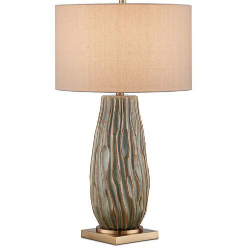 Water-borne 31.25 inch 150 watt Forest Reactive/Antique Brass Table Lamp Portable Light