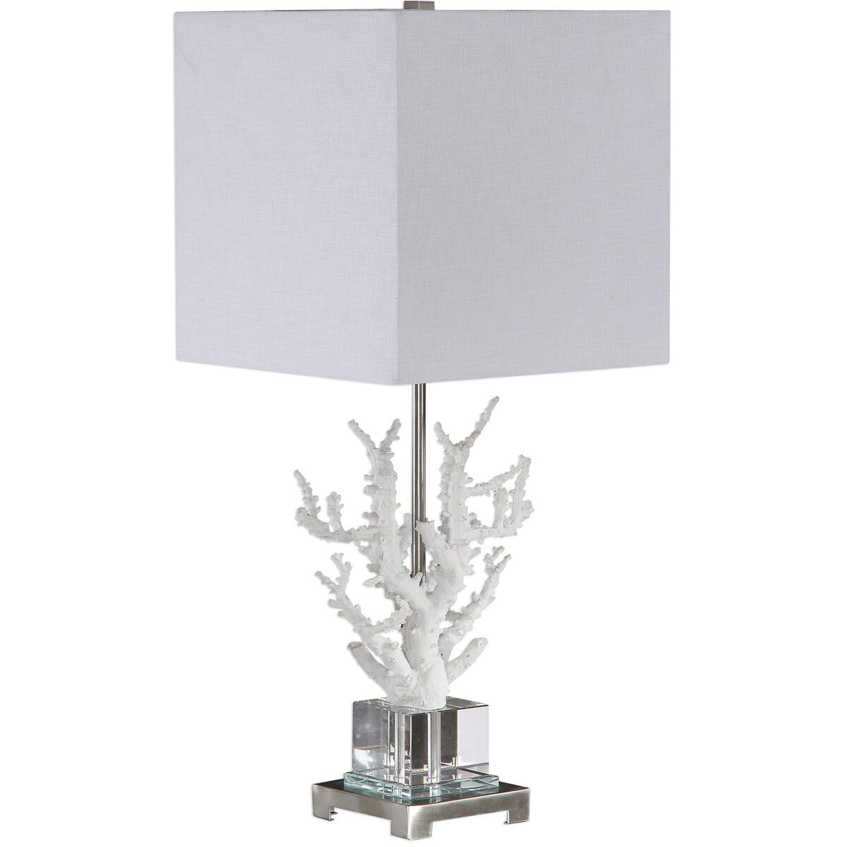 Corallo 29 inch 150 watt White Coral and Polished Nickel with Crystal Table Lamp Portable Light