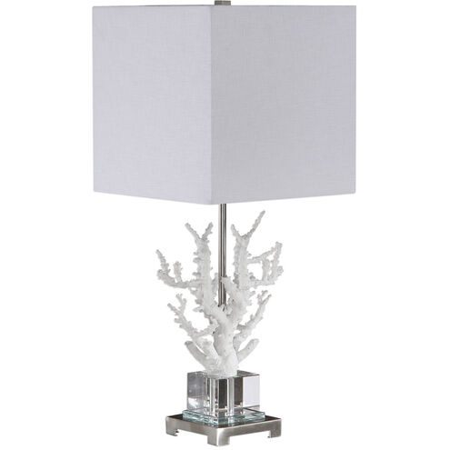 Corallo 29 inch 150 watt White Coral and Polished Nickel with Crystal Table Lamp Portable Light