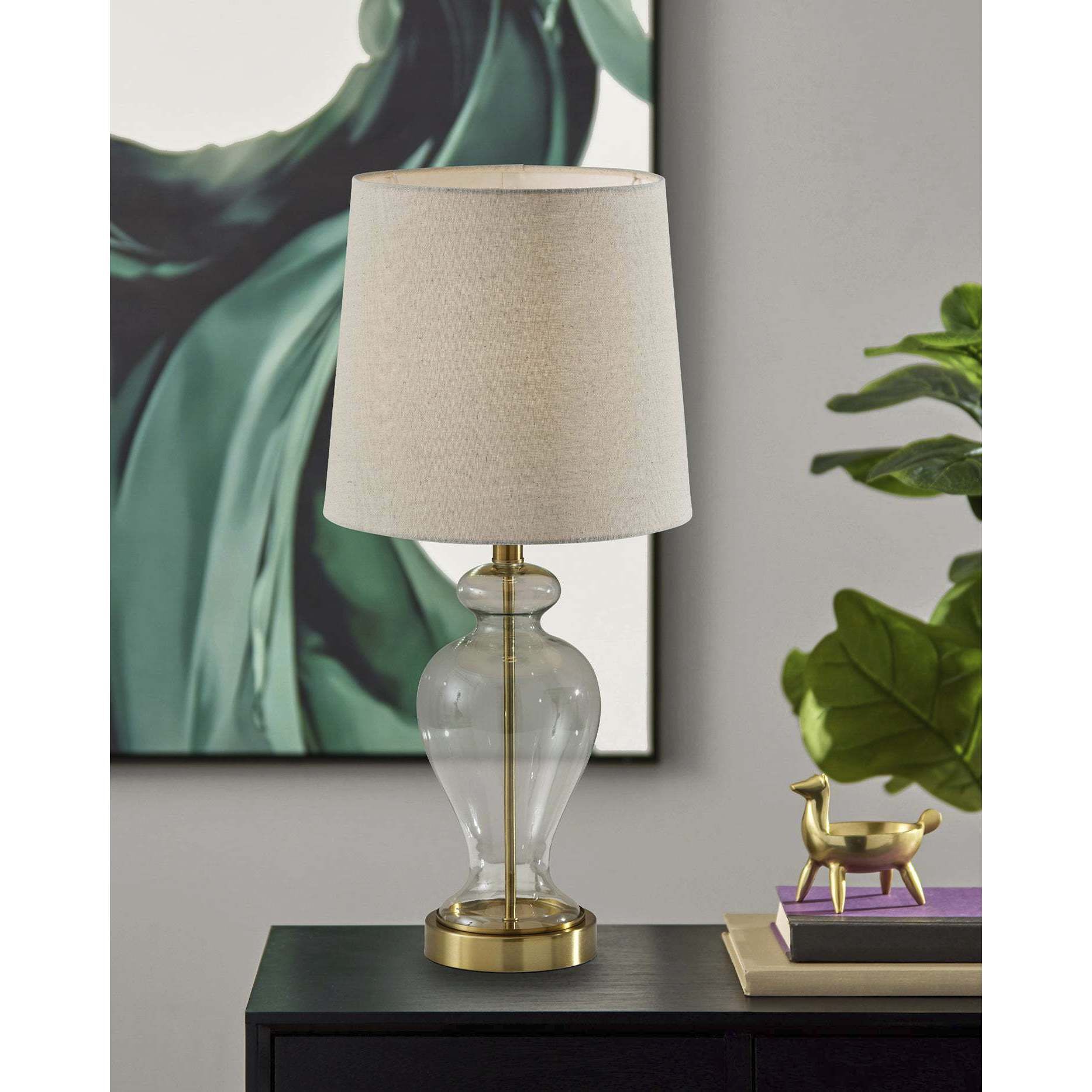 Sonata 26 inch 60.00 watt Glass Table Lamp Portable Light, Simplee Adesso