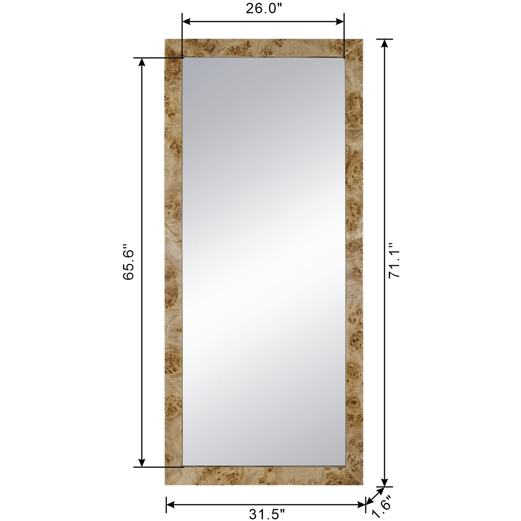 Burl 71.1 X 31.5 inch Brown Mirror