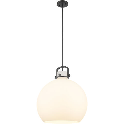 Newton Sphere 1 Light 18 inch Matte Black Pendant Ceiling Light in Matte White Glass