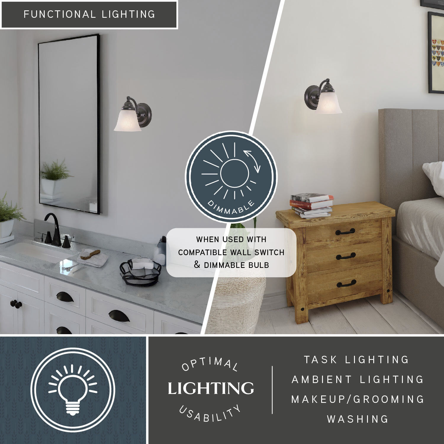 Standford LED 7 inch Oil Burnished Bronze Bathroom Light Wall Light