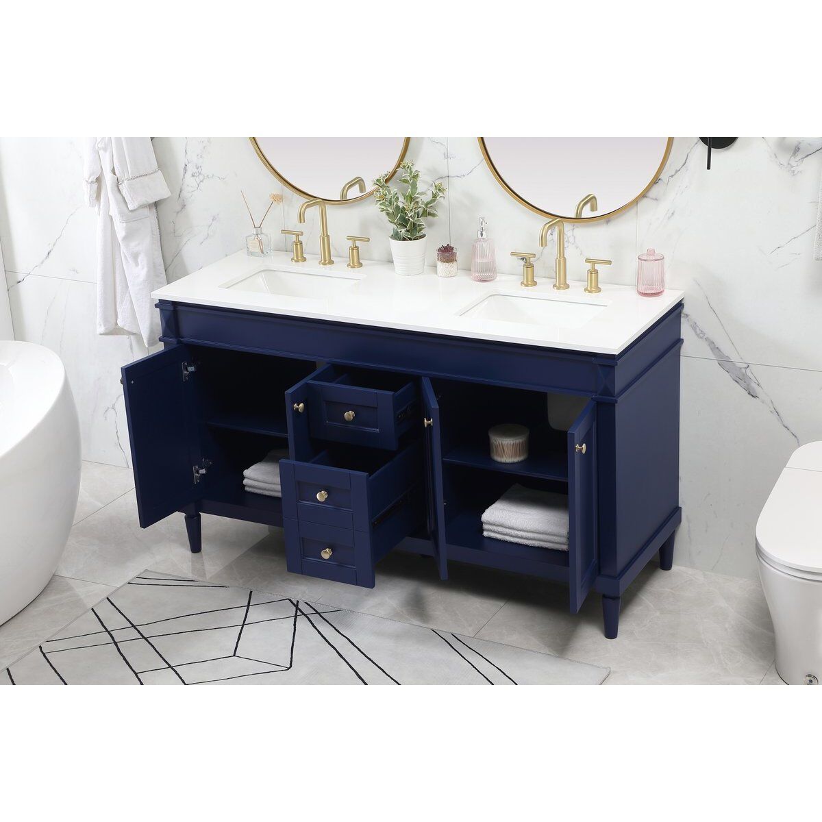 Bennett 60 X 21 X 35 inch Blue Vanity Sink Set