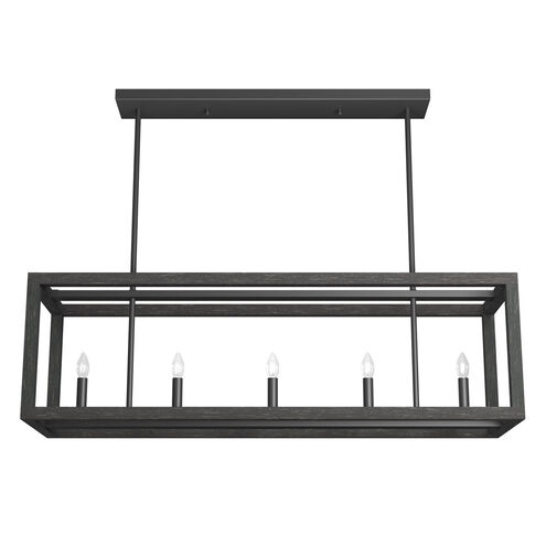 Squire Manor 5 Light 40 inch Matte Black Linear Chandelier Ceiling Light