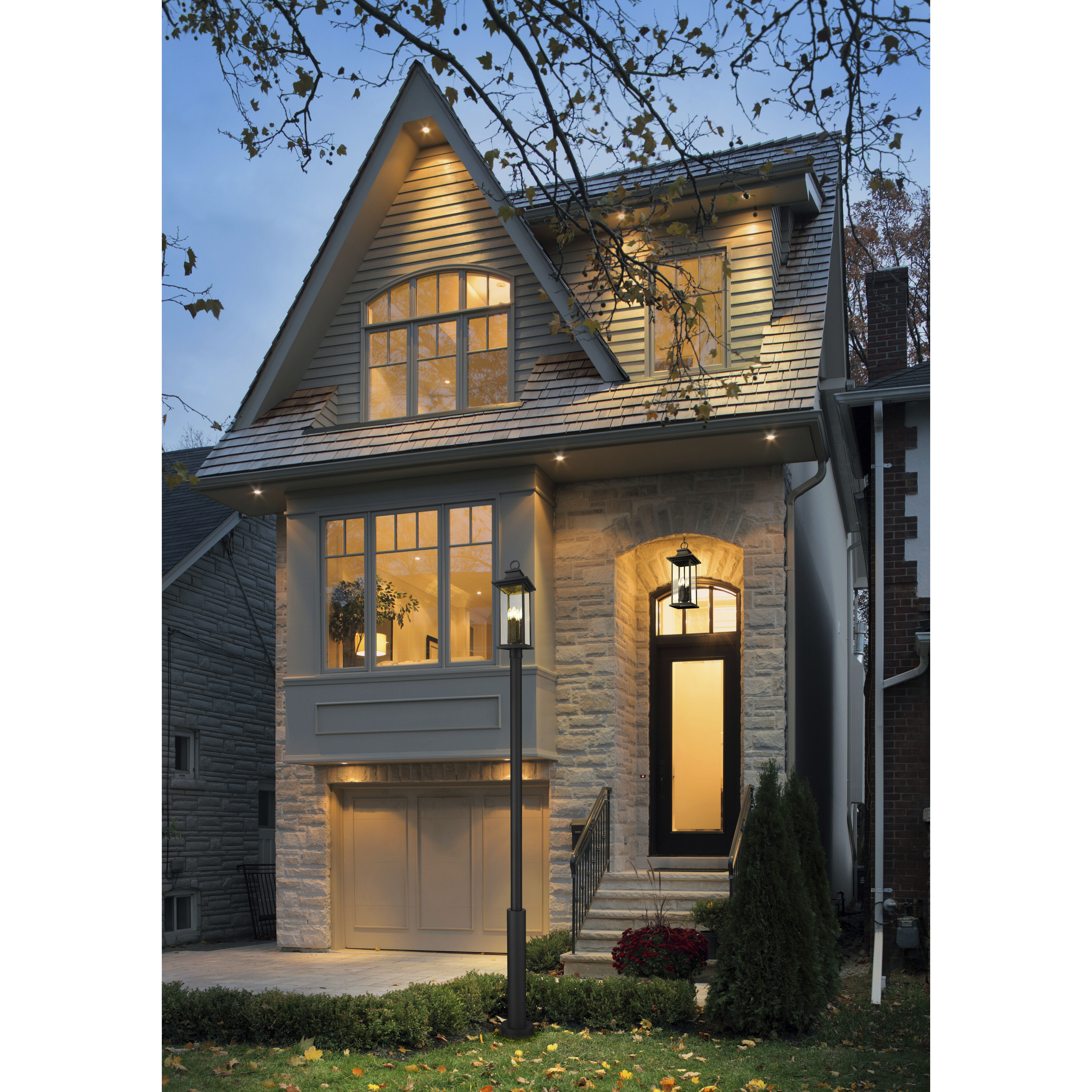 Tiberius 4 Light 120 inch Black Outdoor Post Mounted Fixture in Clear Seedy Glass