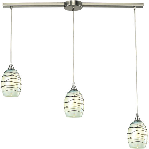 Vines 3 Light 36 inch Satin Nickel Multi Pendant Ceiling Light in Incandescent, Linear with Recessed Adapter, Configurable