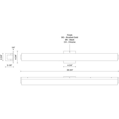 Latitude LED 36.75 inch Chrome Bath Vanity Light Wall Light