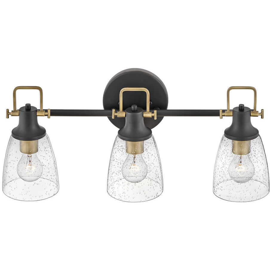 Easton 3 Light 24 inch Black with Heritage Brass Vanity Light Wall Light