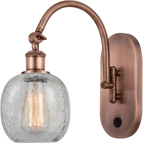 Ballston Belfast LED 6 inch Antique Copper Sconce Wall Light in Clear Crackle Glass