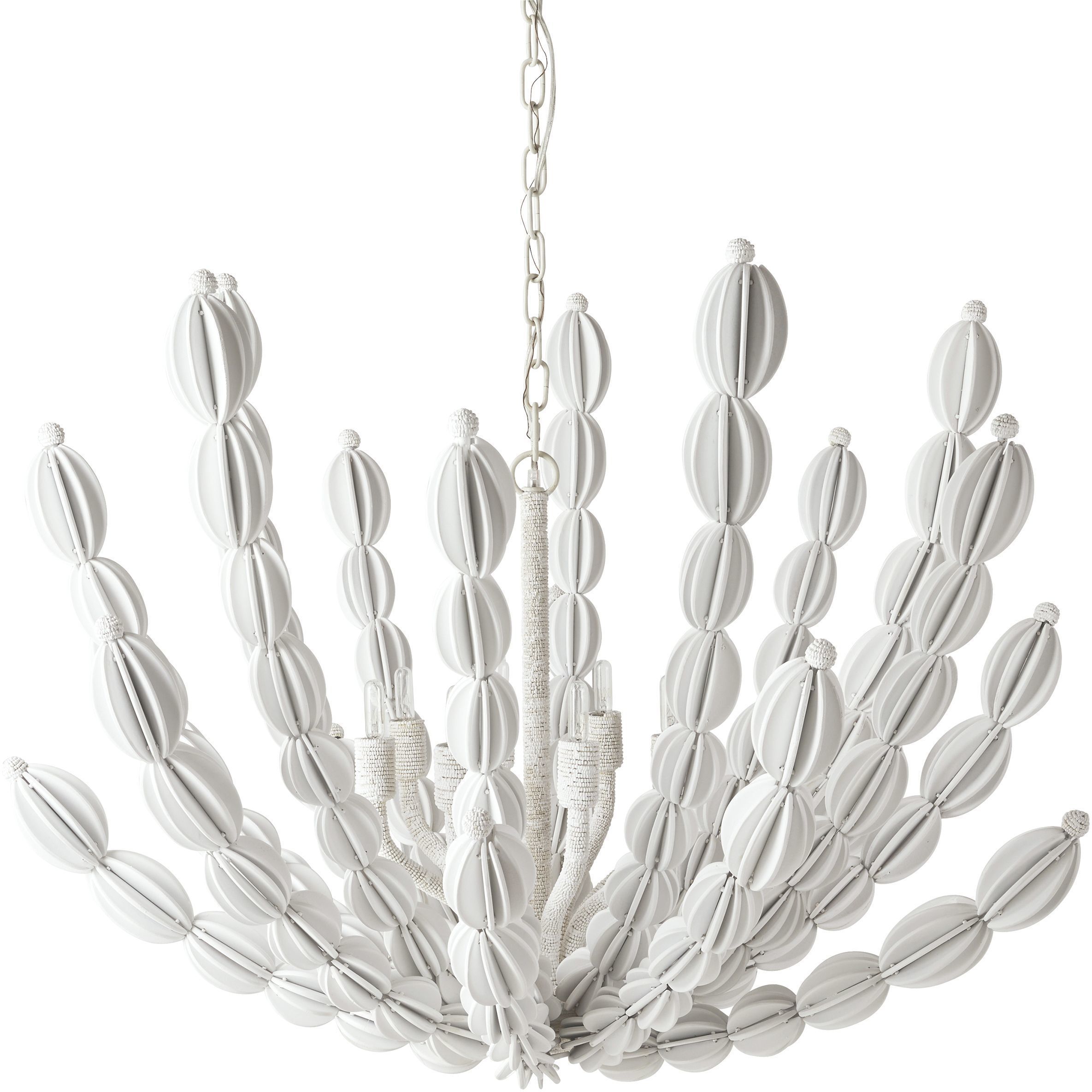 Indi 8 Light 42 inch White Chandelier Ceiling Light, Large