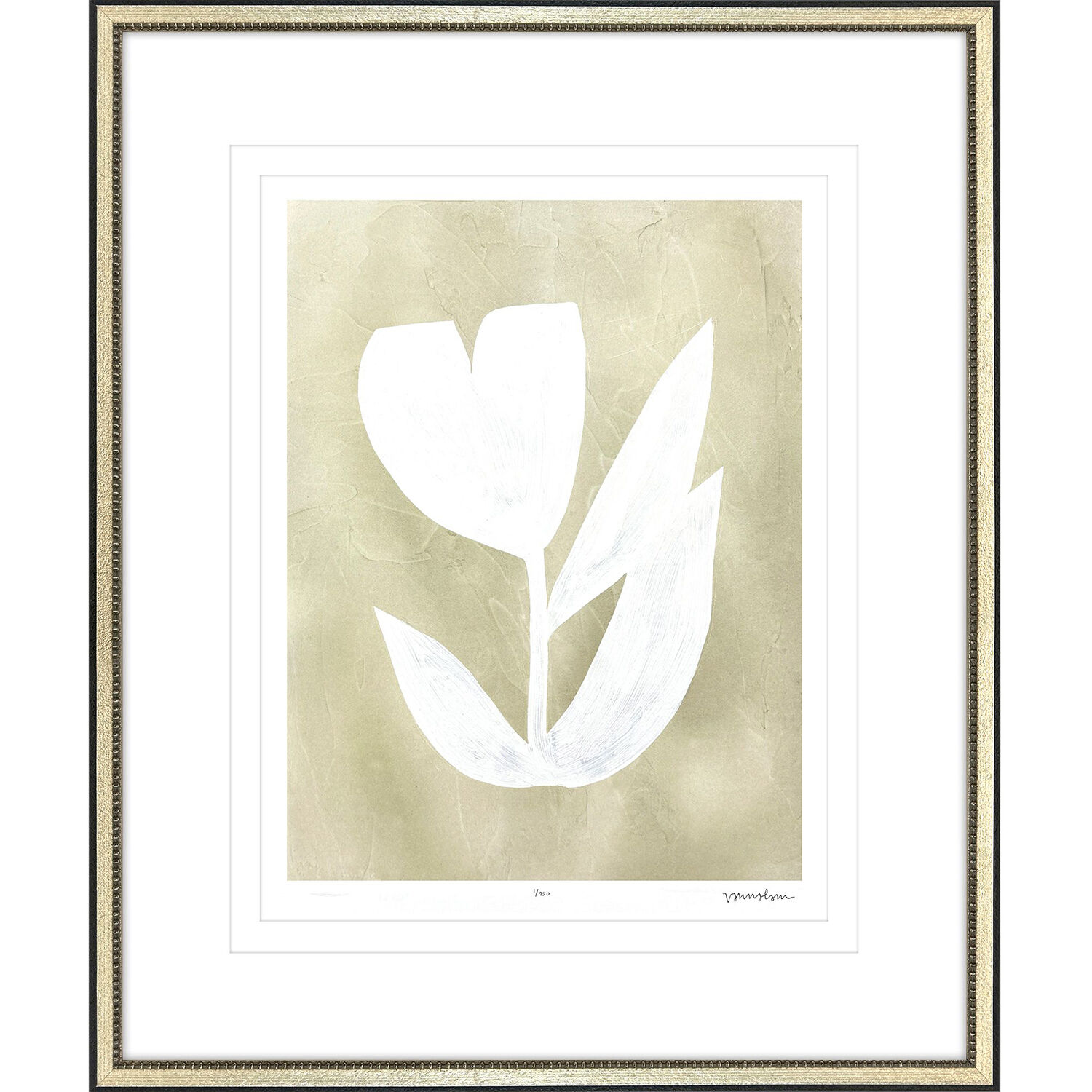 Textured Corolla White and Beige and Neutral Framed Art