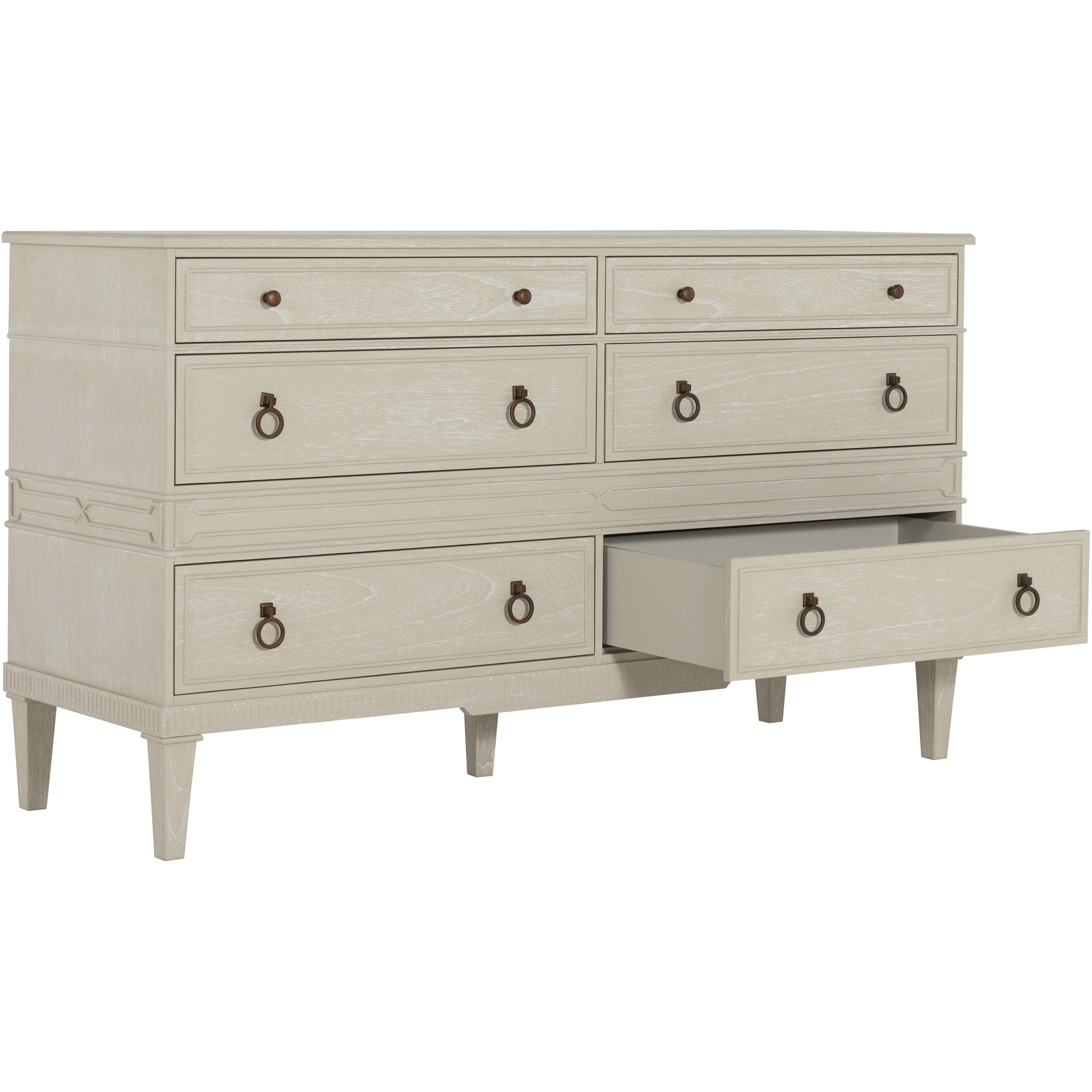 Archie Cerused White / Antique Bronze Dresser