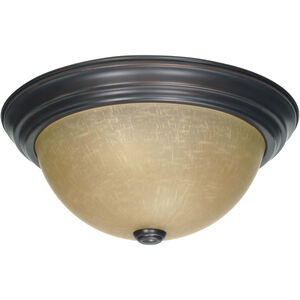 Brentwood 2 Light 13 inch Mahogany Bronze and Champagne Flush Mount Ceiling Light