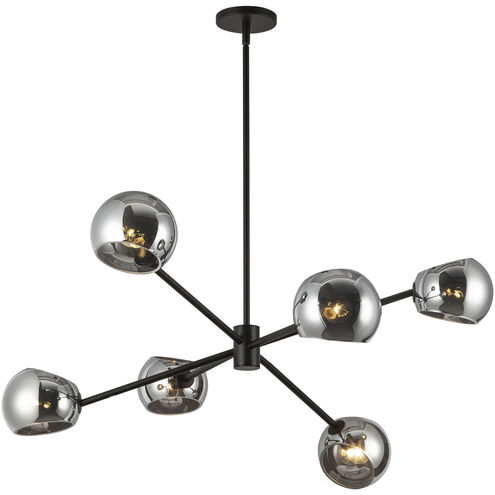 Alora Mood Willow 6 Light 37 inch Matte Black Chandelier Ceiling Light in Smoke Glass