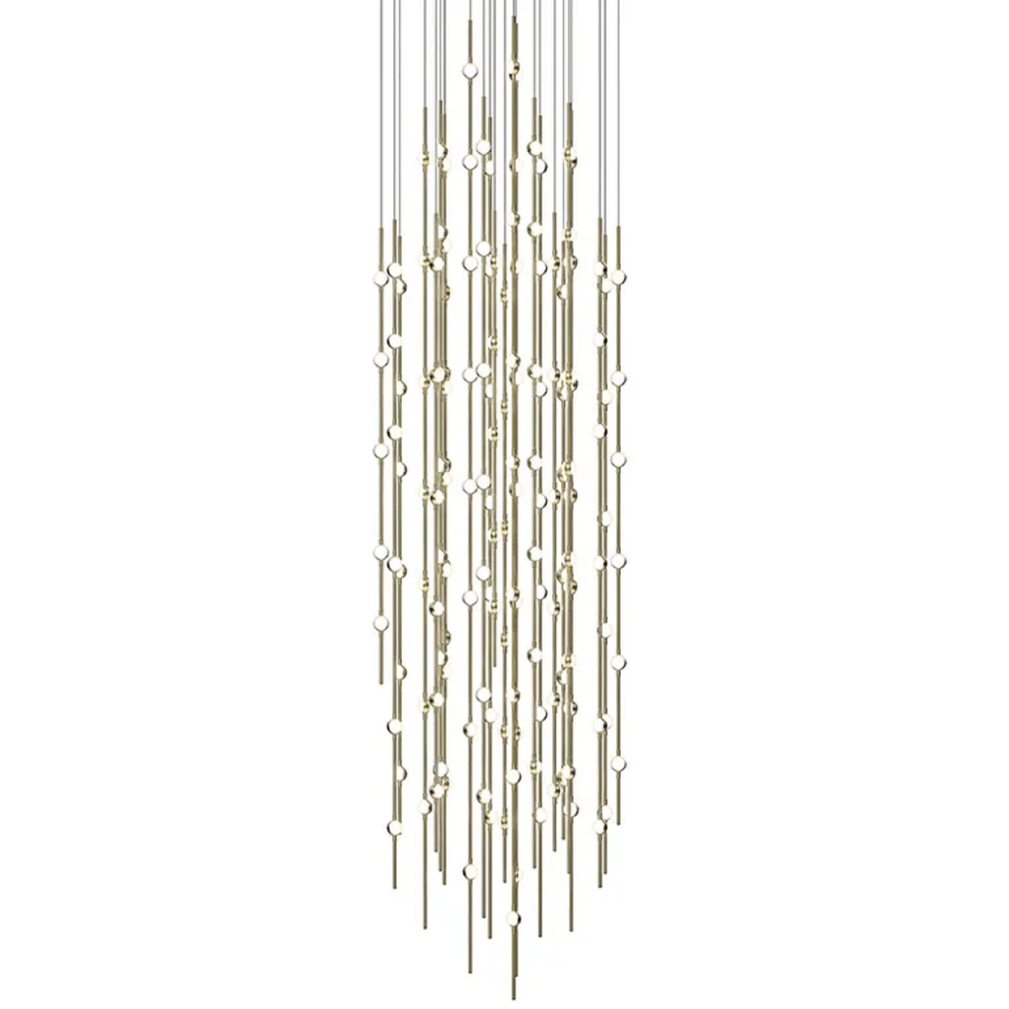Constellation Andromeda LED 25 inch Satin Brass Chandelier Ceiling Light in 2700K, 20 ft. Cord, White Optical Acrylic