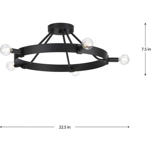 Breckenridge 5 Light 22.5 inch Matte Black Semi-Flush Mount Ceiling Light, Design Series