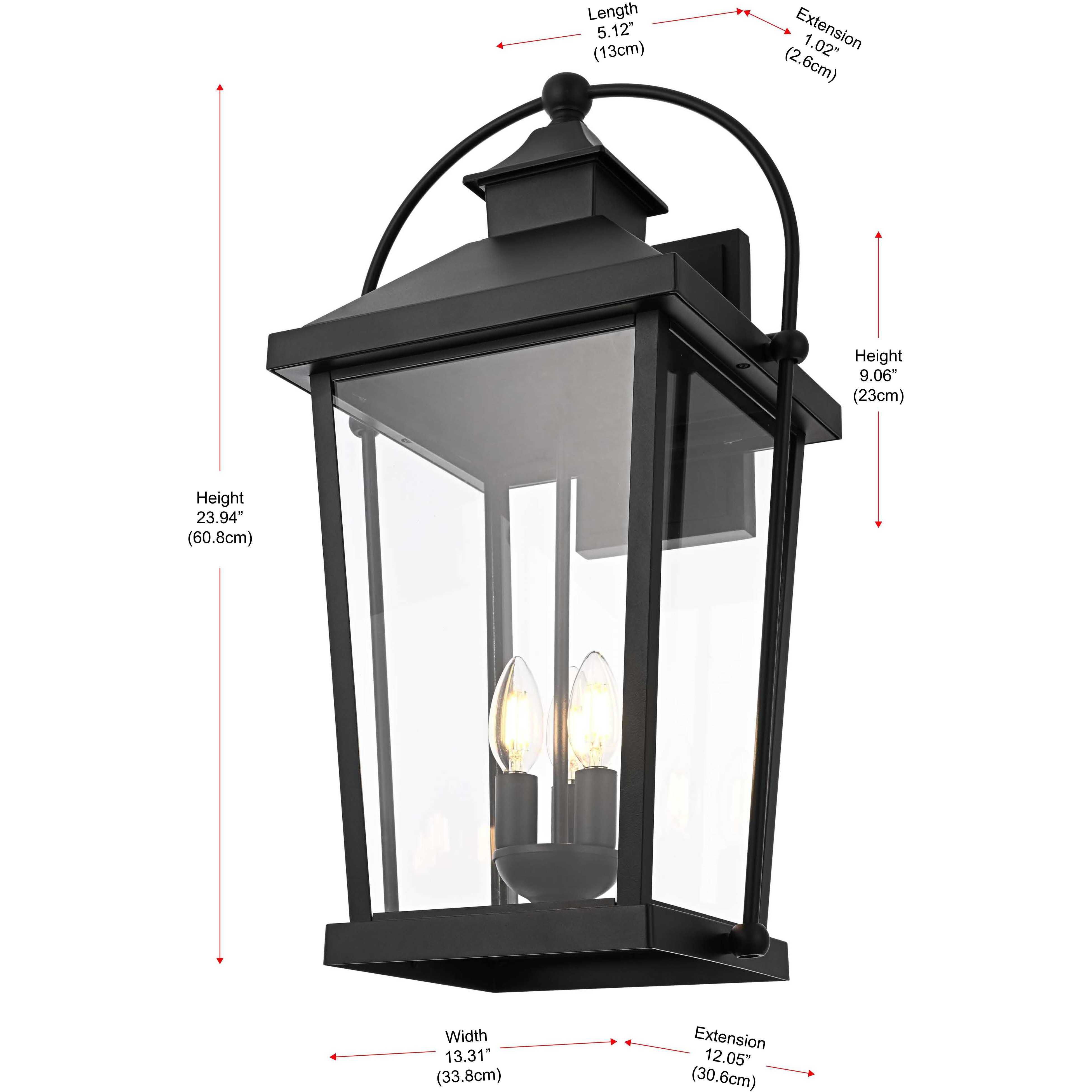 Luz 3 Light 24 inch Black Outdoor Wall Sconce