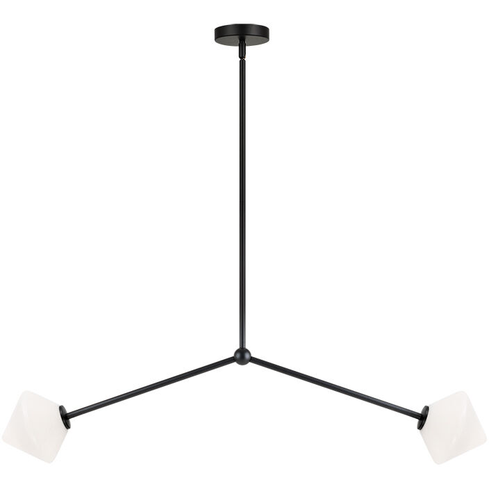 Novo 2 Light 6.25 inch Black Pendant Ceiling Light in Black and Opal Glass