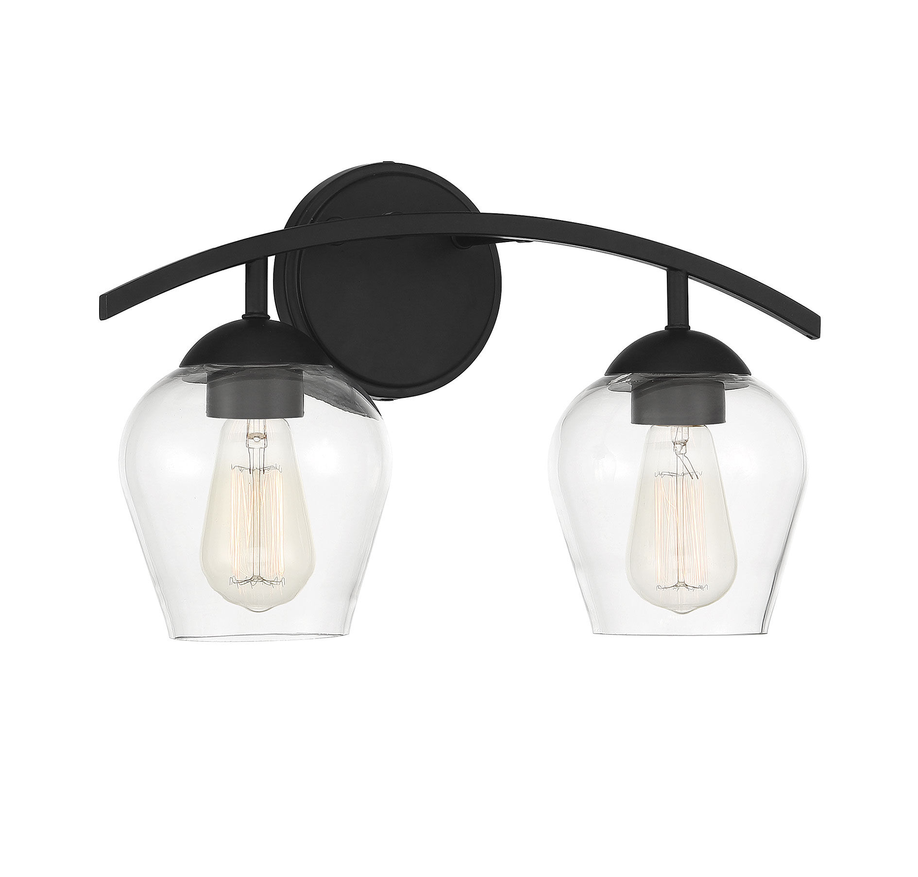 Transitional 2 Light 16 inch Matte Black Bathroom Vanity Light Wall Light