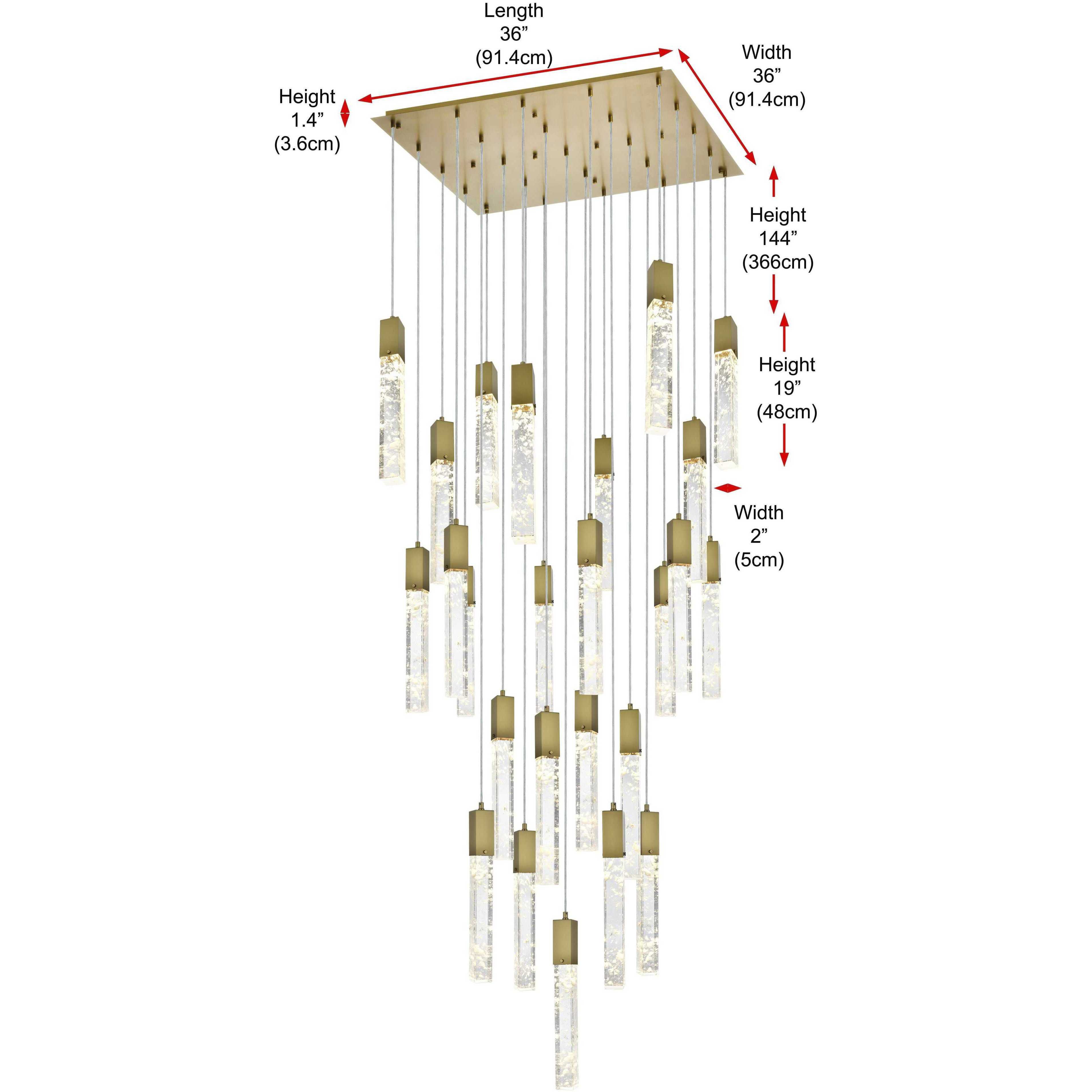 Aurora 25 Light 36 inch Satin Gold Chandelier Ceiling Light