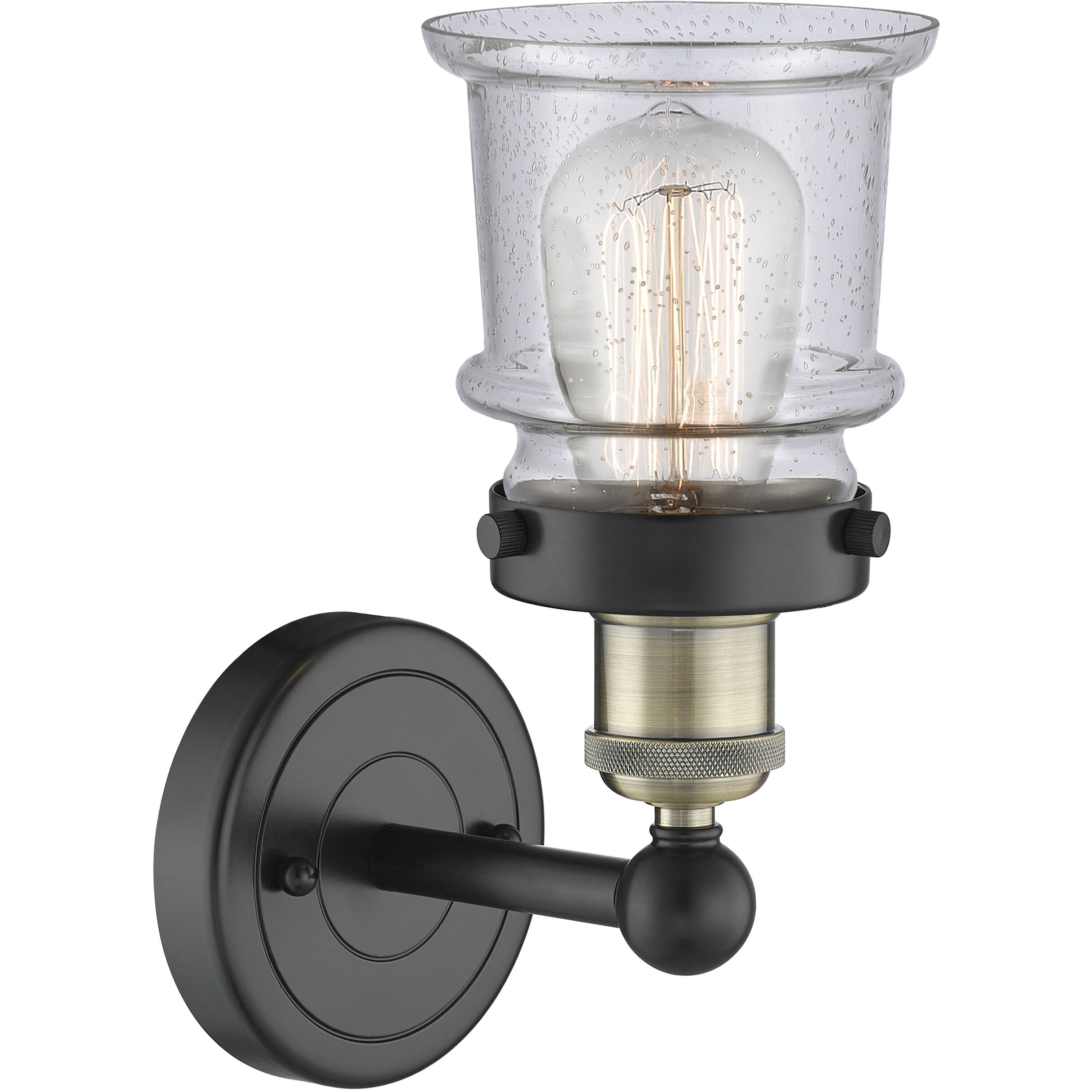 Canton Sconce Wall Light in Black Antique Brass, Seedy