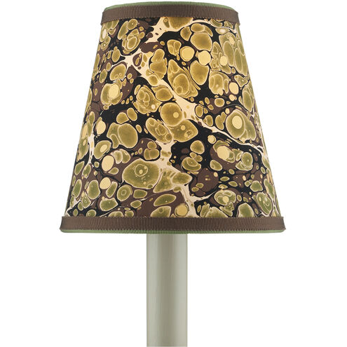 Marble Paper Green and Chocolate with Mustard Tapered Chandelier Shade