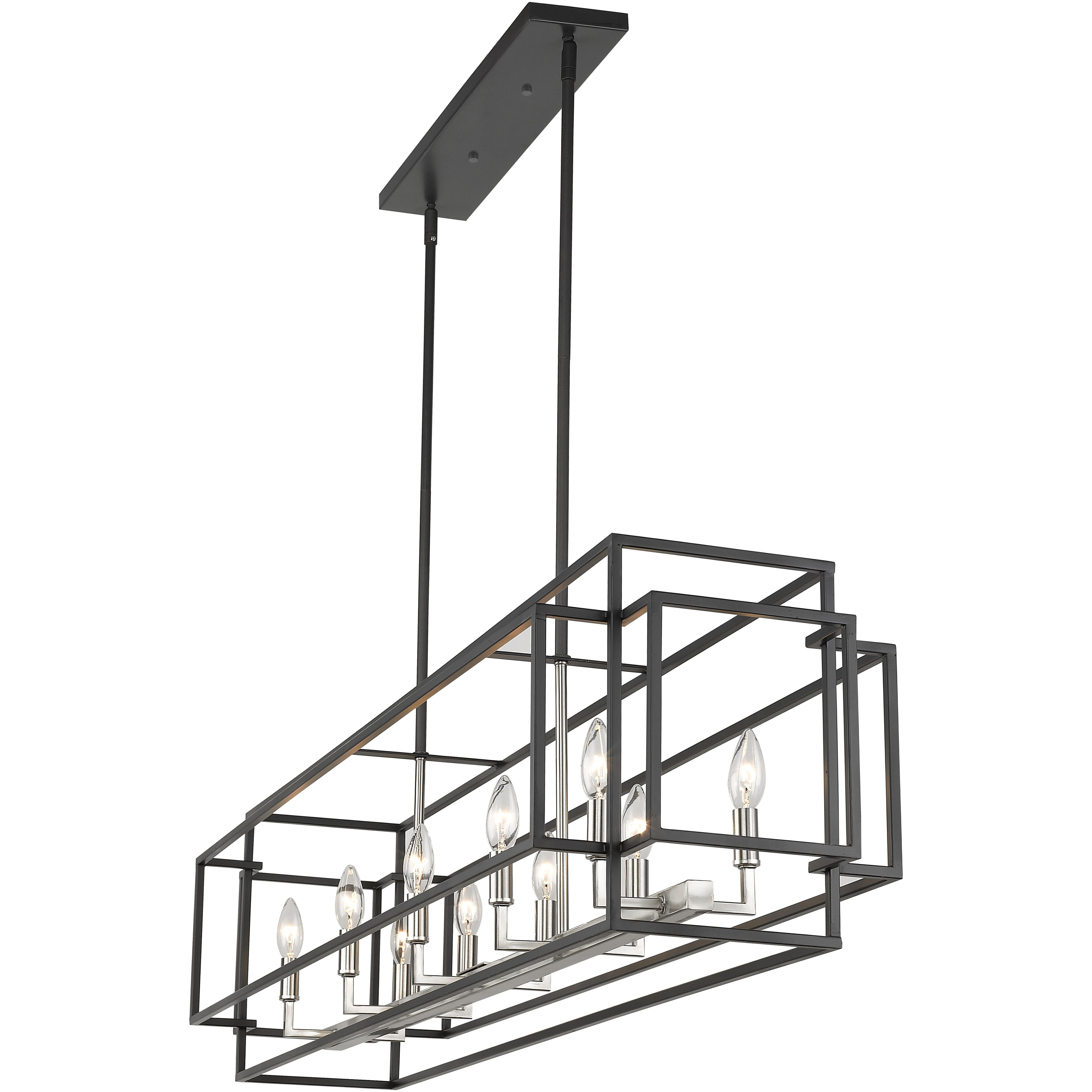 Titania 10 Light 54 inch Black and Brushed Nickel Linear Chandelier Ceiling Light