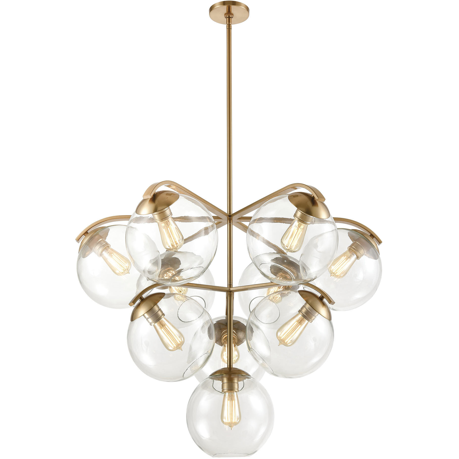 Collective 10 Light 36 inch Satin Brass Chandelier Ceiling Light