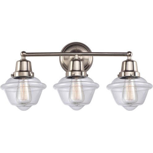 Aditi Small Oxford 3 Light 23.5 inch Brushed Satin Nickel Bath Vanity Light Wall Light, Aditi