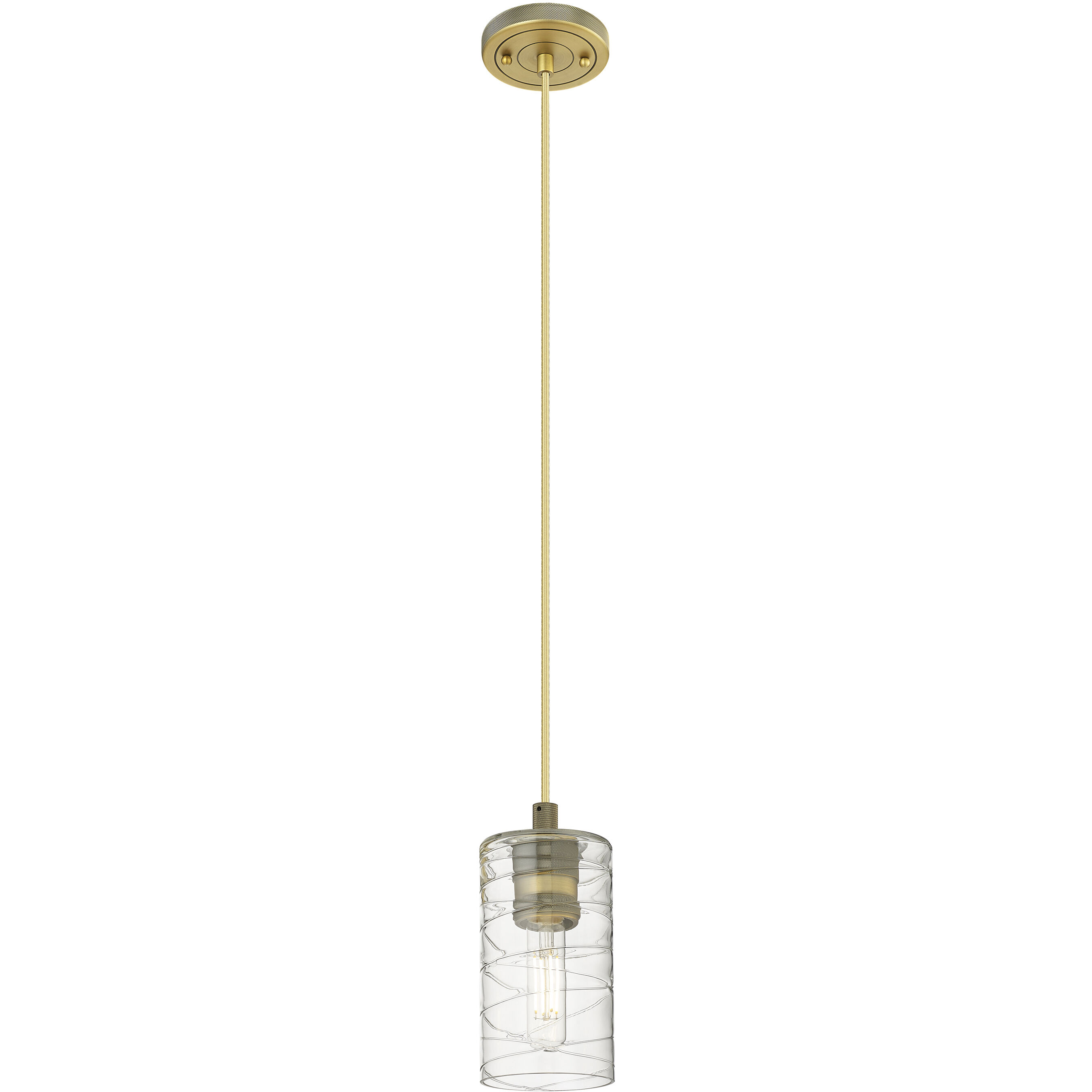 Downtown Urban Crown Point 1 Light 3.88 inch Brushed Brass Pendant Ceiling Light in Deco Swirl