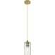 Downtown Urban Crown Point 1 Light 3.88 inch Brushed Brass Pendant Ceiling Light in Deco Swirl