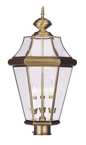Georgetown 3 Light 23 inch Antique Brass Outdoor Post Top Lantern