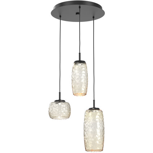 Vessel LED Matte Black Multi-Pendant Ceiling Light in 3000K LED, Amber