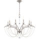 Priscilla 10 Light Antique Silver Chandelier Ceiling Light in White Pearl, Adjustable Height