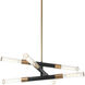 Tubo 6 Light 35 inch Aged Gold Brass Pendant Ceiling Light in Matte Black and Aged Gold Brass