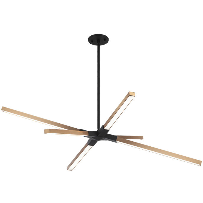 Asterisk LED 27 inch Matte Black and Aged Gold Brass Pendant Ceiling Light