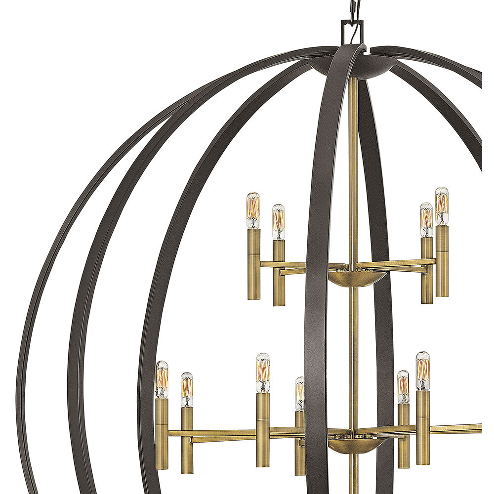 Euclid 16 Light 52 inch Spanish Bronze with Heirloom Brass Indoor Chandelier Ceiling Light