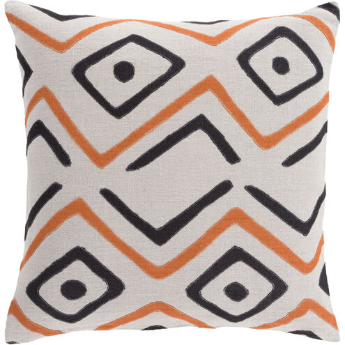 Nairobi 18 X 18 inch Light Gray and Burnt Orange Throw Pillow