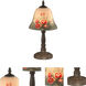 Evelyn 15 inch 60.00 watt Antique Bronze Table Lamp Portable Light in Hand Painted Art Glass, Antique Bronze Plating