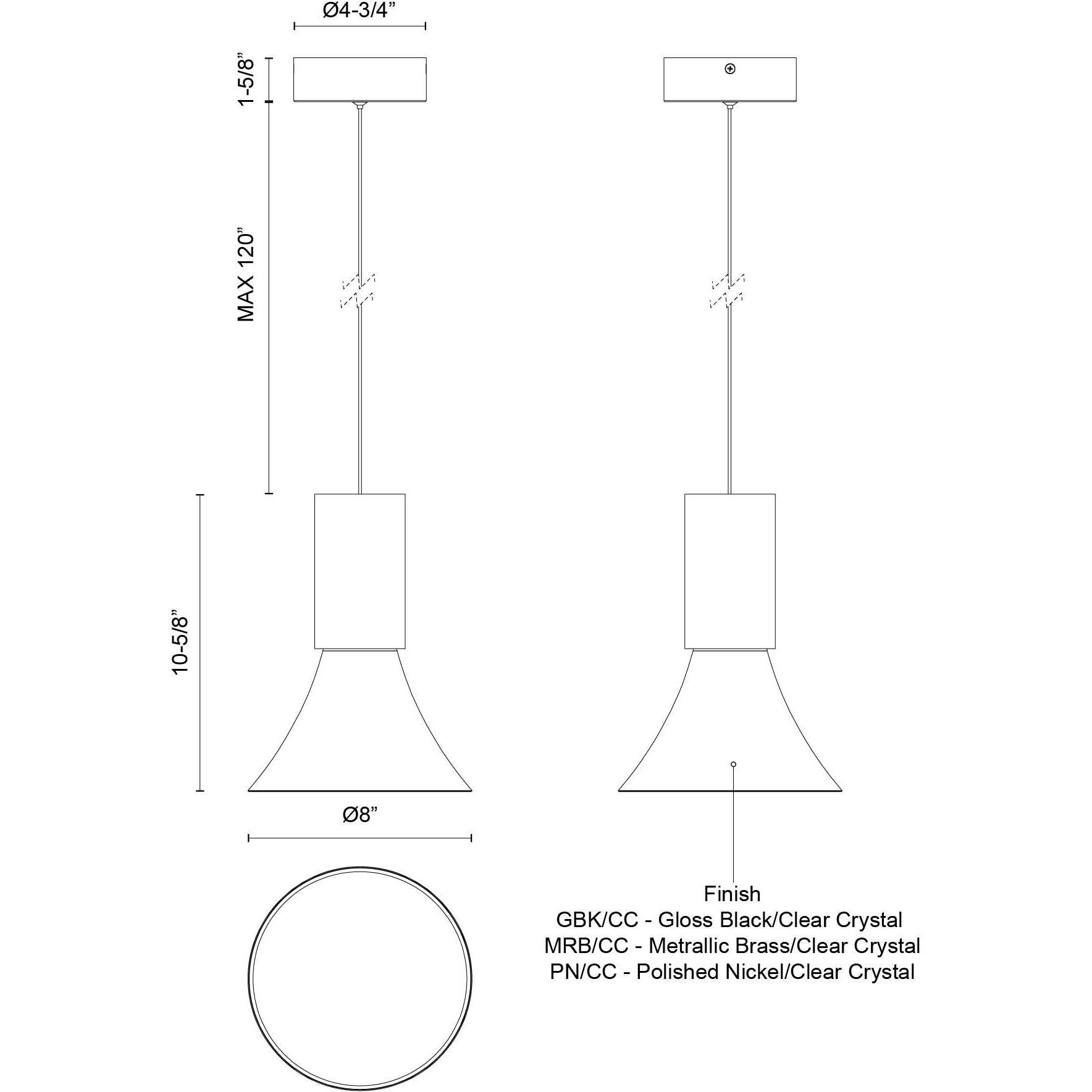 Floe LED 8 inch Polished Nickel Pendant Ceiling Light