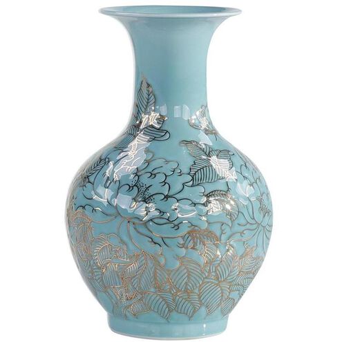 Turquoise Flores 19 X 12 inch Vase