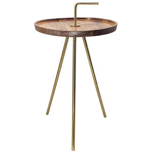 Becket 15.7 inch Natural and Gold Side Table