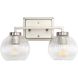 Elliott 2 Light 15.25 inch Pewter Vanity Light Wall Light in Ribbed Clear