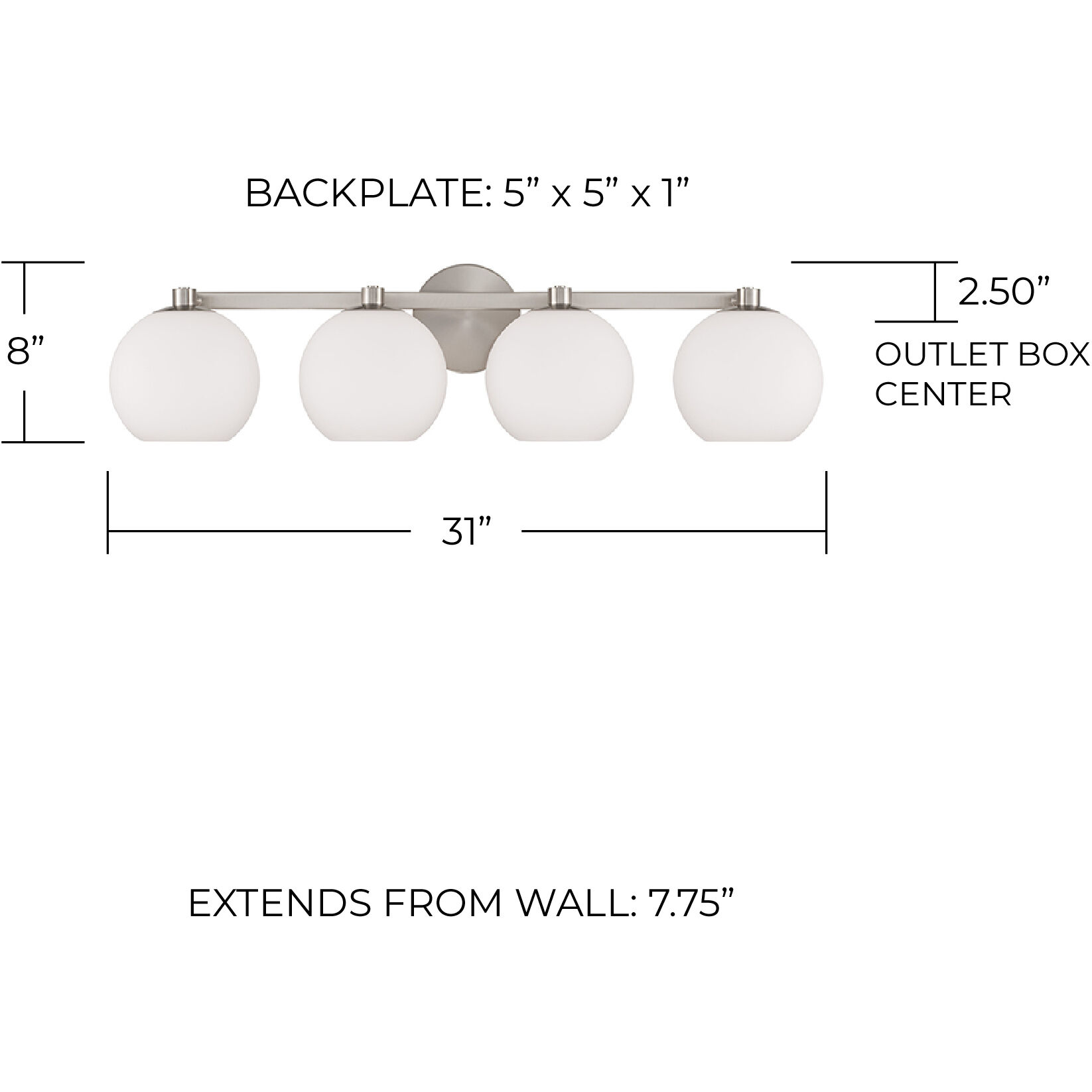 Ansley 4 Light 31 inch Brushed Nickel Vanity Light Wall Light