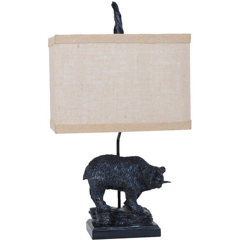 Fishing Bear 25 inch 100 watt Bronze Table Lamp Portable Light