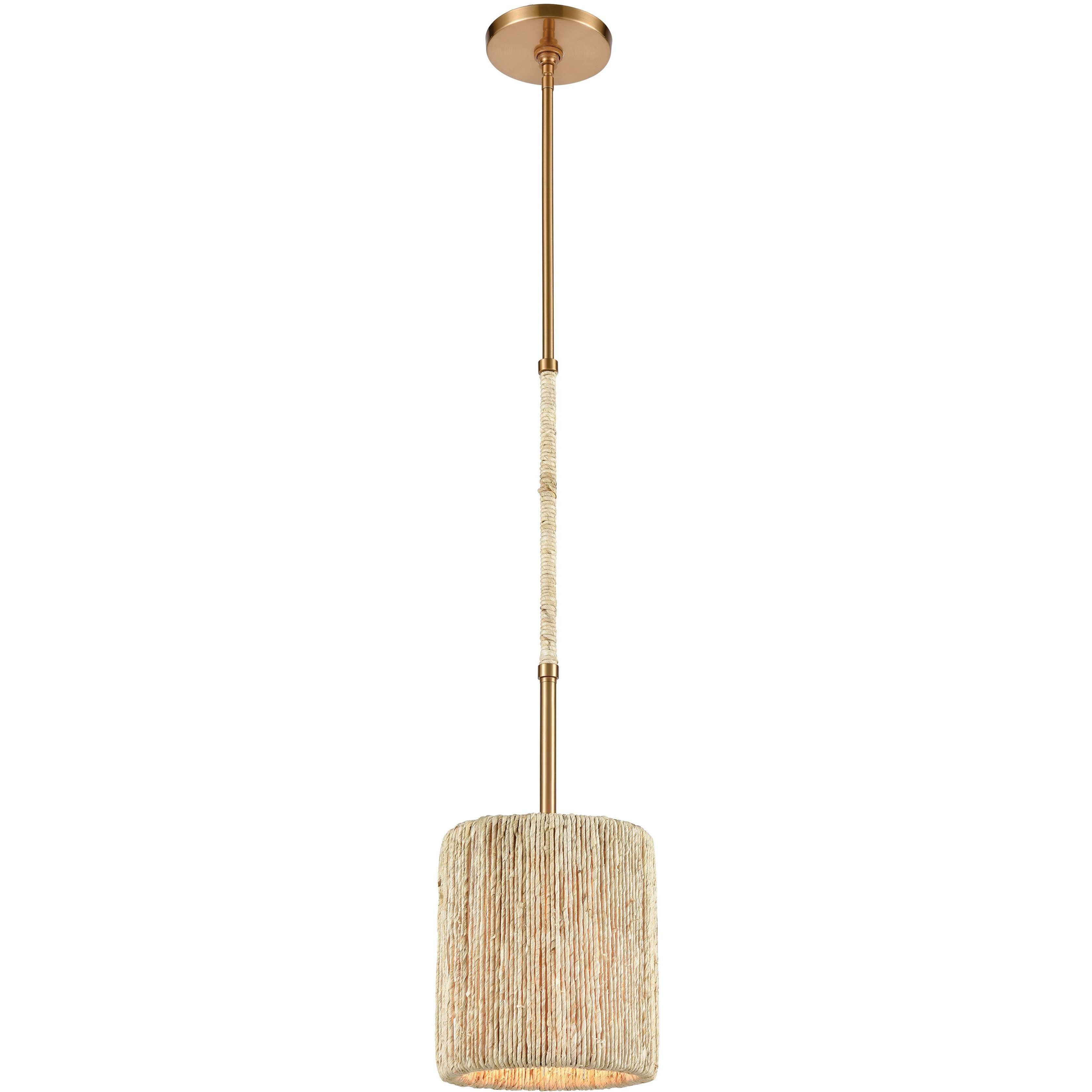 Abaca 1 Light 8 inch Satin Brass Mini Pendant Ceiling Light